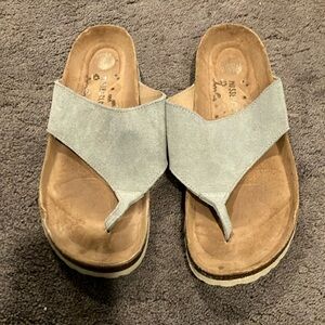 Comfortable light blue leather sandals
